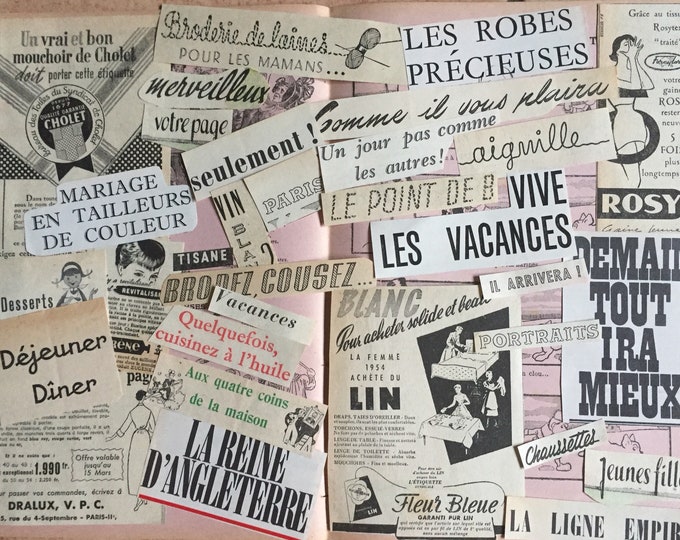 French Words for Vintage Collage Etsy