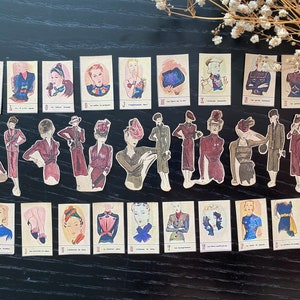 Vintage Mädchen Aufkleber | Vintage Frauen Aufkleber | Set Vintage Stil Sticker | Winzige Sticker Set | Vintage Damen Aufkleber
