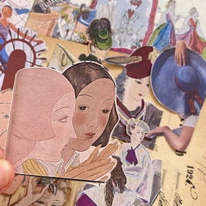 Wundertüte Aufkleber | Niedliche Vintage Mädchen Aufkleber | Vintage Damen Aufkleber | Buntes Briefpapier |  Handgemachte Qualitätsaufkleber aus Frankreich