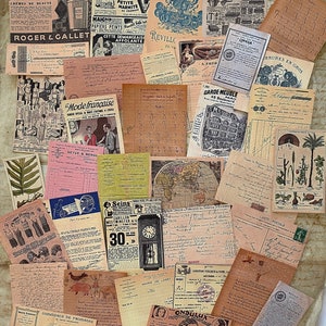 Pacote de adesivos estilo retrô | Adesivos antigos em francês | Pacote de adesivos vintage | Pacote grande de adesivos efêmeros x 35 peças