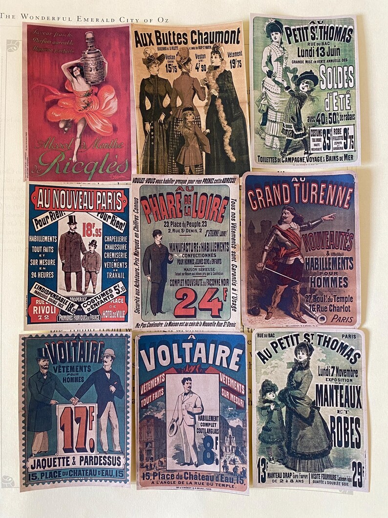 Réplicas de carteles publicitarios vintage y pegatinas / Carteles retro de juguetes, moda y repostería en francés / Papelería artesanal imagen 4