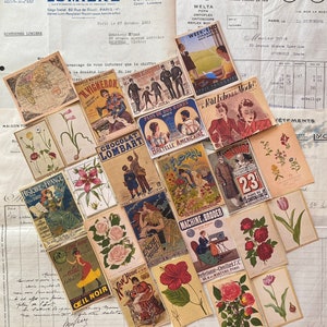 Vintage Ephemera Aufkleber | Retro Journal Aufkleber | Botanische Collage Set | Scrapbooking Junk Journal Zubehör | Französischer Laden