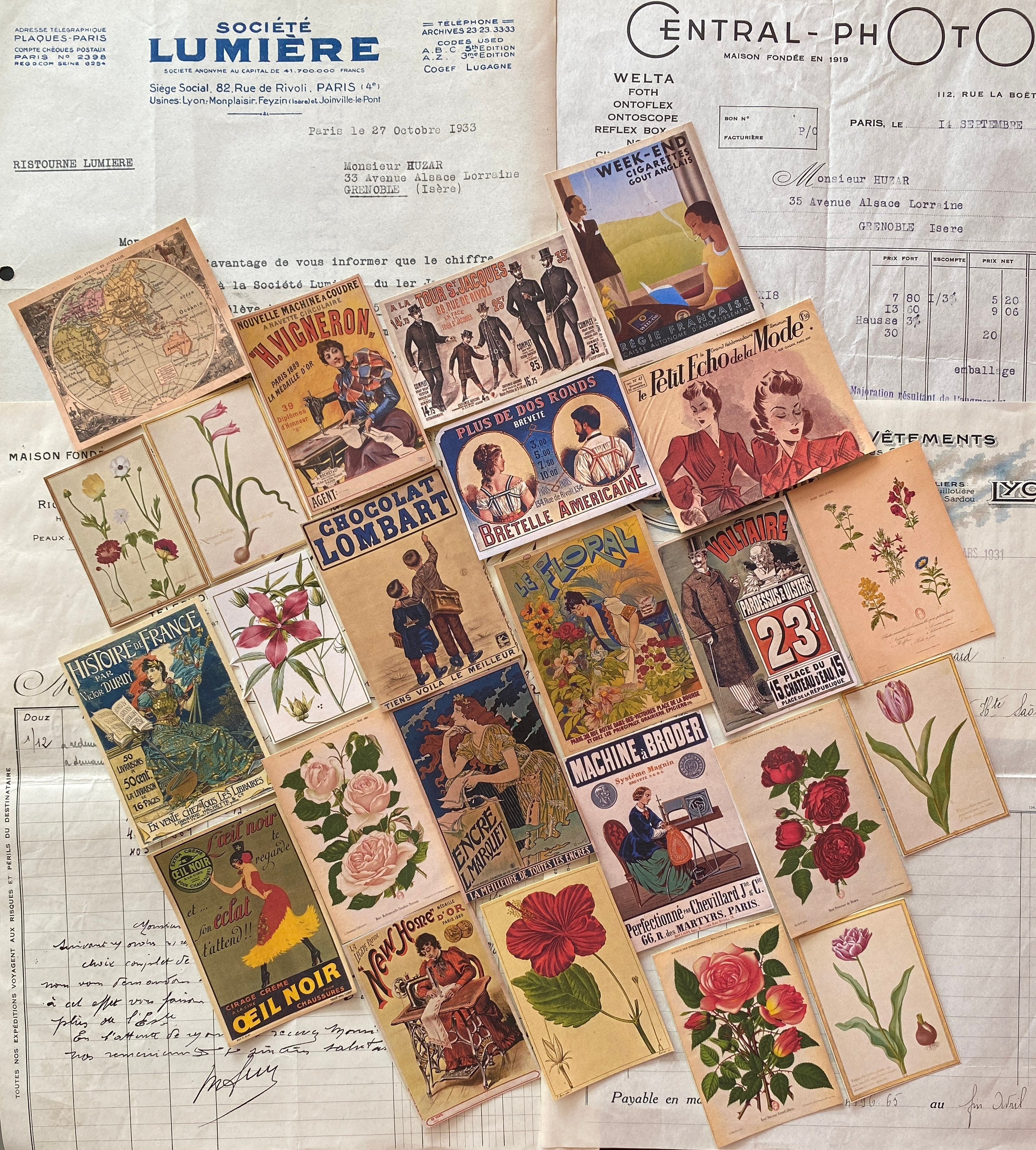 Tenture Murale Tissu Vintage Années 20 - Motif Personnages Et Voitures - 48x29 Pouces