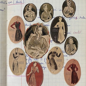 Stickers portraits de filles | Stickers ovales | Autocollants découpés vintage pour femmes | autocollant vintage de portrait | Papeterie française fait main