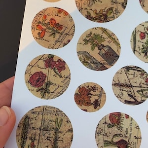 d'autocollants ronds botaniques | Stickers plantes et verdure pour journal, scrapbooking, agendas | Autocollants en papier inspirés de la nature
