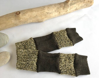 Wrist warmers / Sleeves tones of green - for women - Recycled fabrics