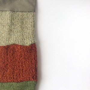 LONG gaiters/tube leg warmers, Shades of green and orange, Recovered fabrics image 4