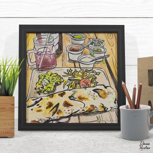 Burrito Lunch Watercolor Art Print, Mexican Cuisine for Foodie Art Gift, Modern Art Print, Watercolour Print, Burrito Painting
