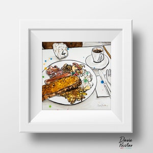 English Breakfast Watercolor Art Print for Your Kitchen, Food Illustration Print, itchen Wall Art, Food Art Print