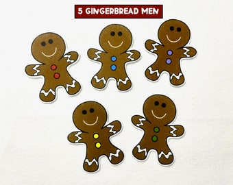 Five Gingerbread Men Felt Set: Christmas Counting Activity, Ages 3+
