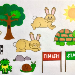 Tortoise and the Hare Felt Board Story - Aseop's Fables Felt Stories - Flannel Felt Story - Speech Therapy Activity - Turtle and Rabbit Felt