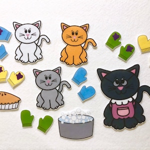 Three Little Kittens - Felt Stories - Speech Therapy Activities - Cat Nursery Rhymes - Flannel Board Stories - Preschool Busy Bag - Kids Toy