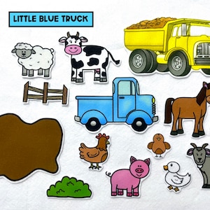 Camion bleu - histoire en feutre - histoires en feutre - orthophonie - cadeaux pour enfants - fête d'anniversaire - activité pour tout-petits - sac en flanelle