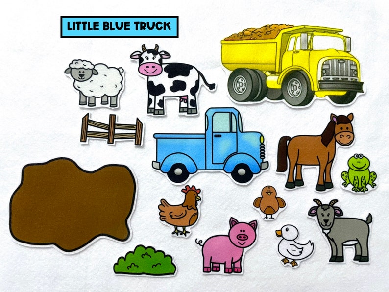 Blue Truck Felt Board Story Felt Stories Speech Therapy Gifts for Kids Birthday Party Toddler Activity Flannel Board Busy Bag image 1