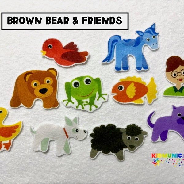 Brown Bear & Friends Felt Board Stories - Speech Therapy - Flannel Stories  - Gifts for Kids - Learn Colors - Early Intervention - Busy Bag