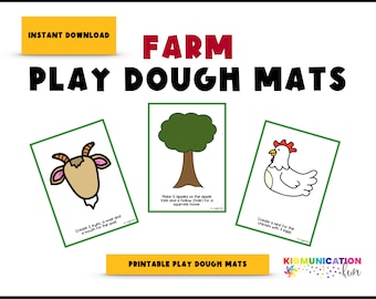 Tapetes de plastilina con temática de granja: Actividad imprimible para niños (descarga digital), a partir de 3 años.