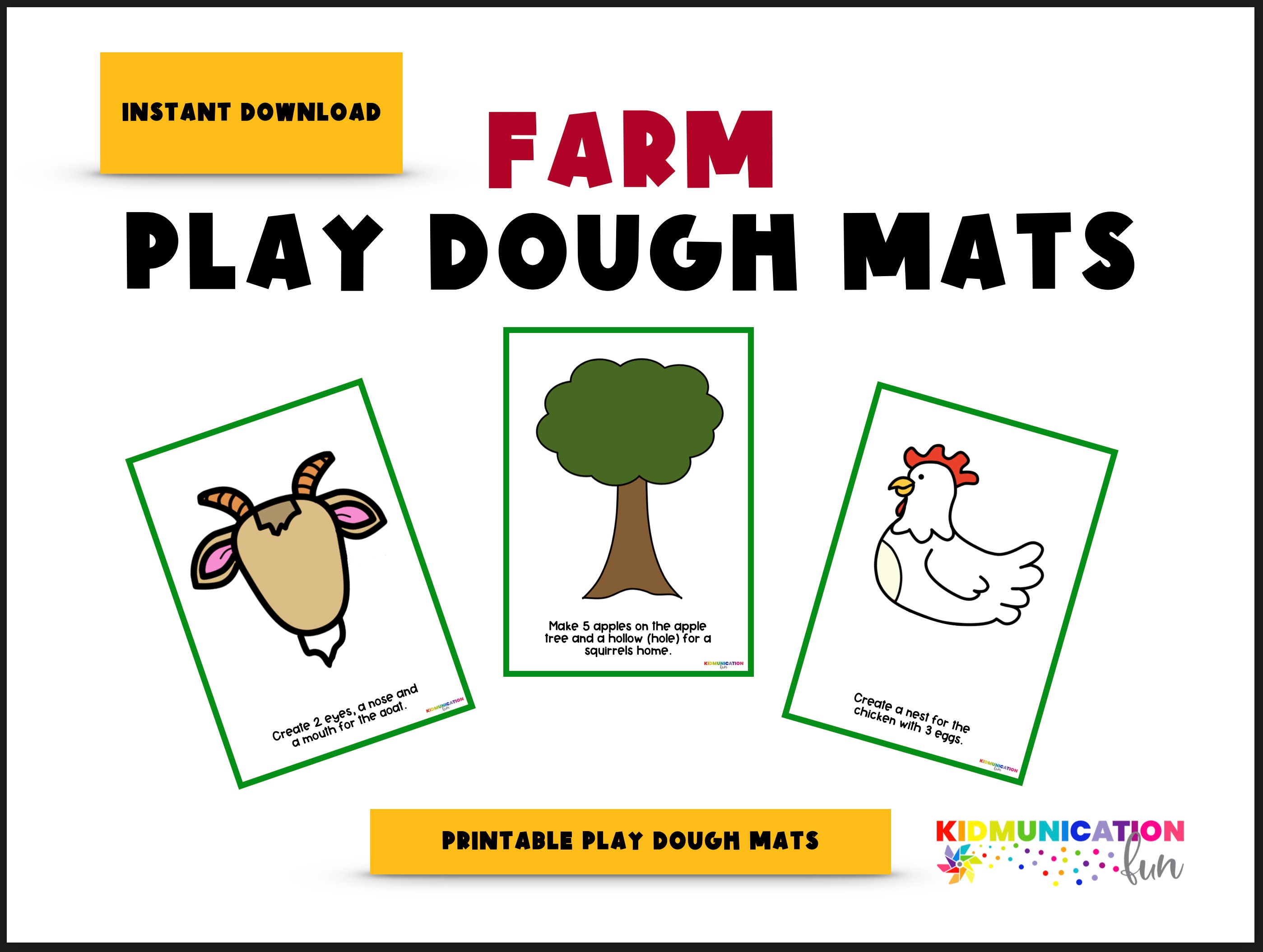 Farm Play Dough Mat Digital Download Print at Home Etsy España