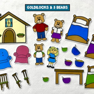 Goldilocks and the Three Bears - Felt Board Stories - Flannel Stories- Speech Therapy - Gifts for Kids- Nursery Rhyme - 3 Bears