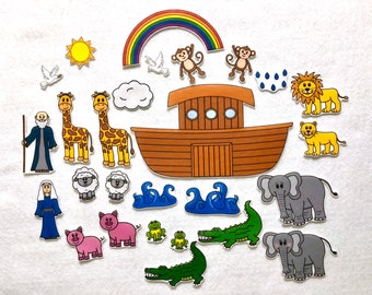 Noah's Ark Felt Board Stories- Bible Felt Story - Sunday School Activities - Preschool Busy Bag - Speech and Language - Toddler Pretend Play