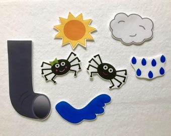 Itsy Bitsy Spider Felt Stories - Flannel Board - Speech Therapy - Early Intervention - Nursery Rhyme - Weather Activity - Preschool Autism