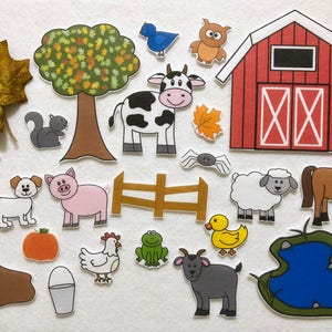 Fall on the Farm Felt Board Stories - Flannel Story Set - Speech Therapy - Children&#39;s Gift - Fall Theme - Halloween - Leaf Blew In - Play