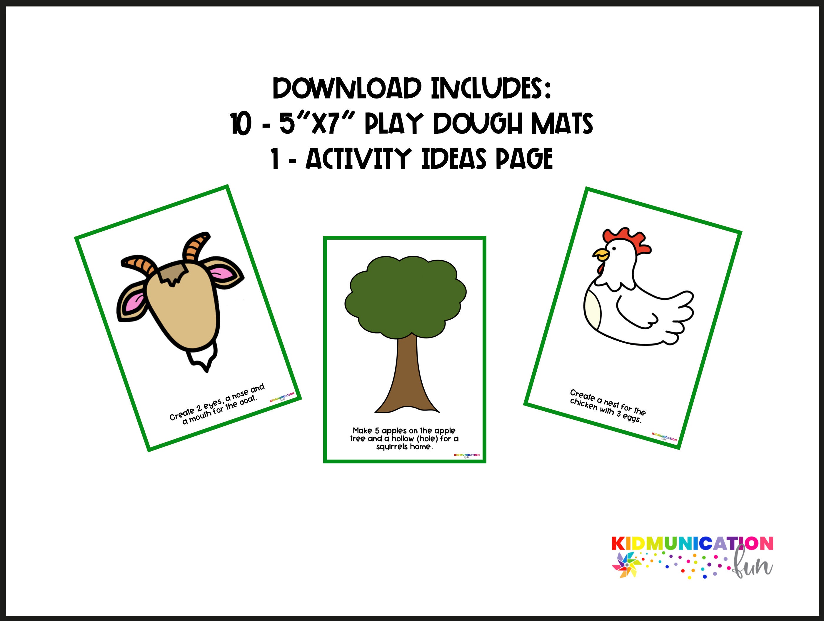 Farm Play Dough Mats: Kids' Printable Activity (digital Download), Ages ...