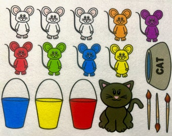 Little Mouse Color Learning Felt Story - Speech Therapy Activity - Preschool Activity - Felt Board - Flannel - Color Matching - Mouse Paint