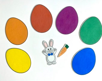 Easter Bunny Hide Felt Stories - Color Learning - Easter Eggs - Speech Therapy - Preschool Busy Bag - Spring Activity - Easter Gift Kids