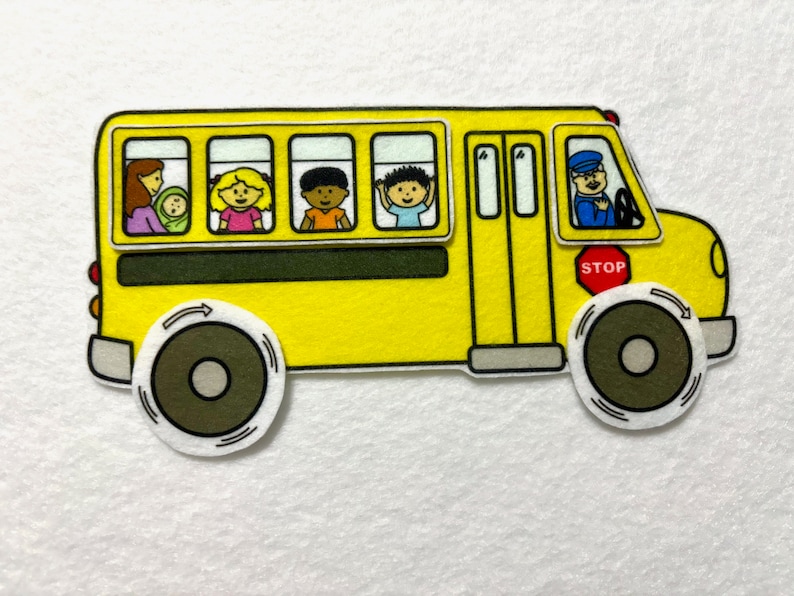 Wheels on the Bus Felt Stories Flannel Board Quiet Play Speech and Language Therapy Preschool Autism Distance Learn Nursery Rhyme image 2