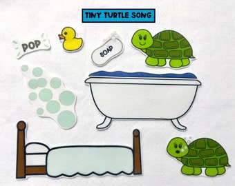 Turtle Felt Story - I Had a Little Turtle Song - Speech Therapy - Preschool Story Time - Homeschooling - Montessori Toy - Music Time