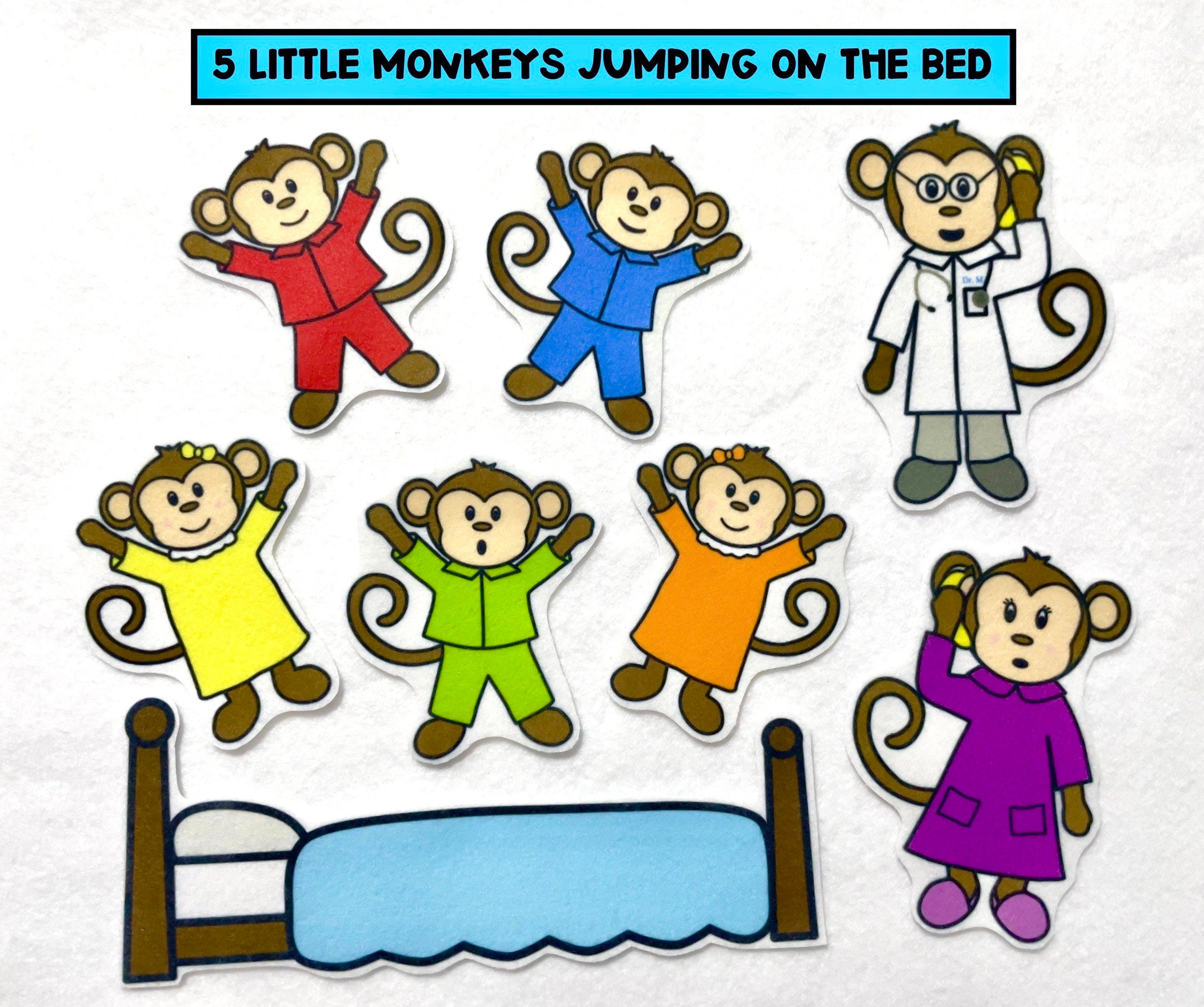 Five Little Monkeys Jumping on Bed Felt Stories Speech - Etsy