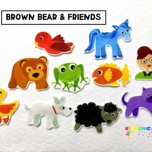 Brown Bear & Friends Felt Board Stories - Speech Therapy - Flannel Stories  - Gifts for Kids - Learn Colors - Early Intervention - Busy Bag