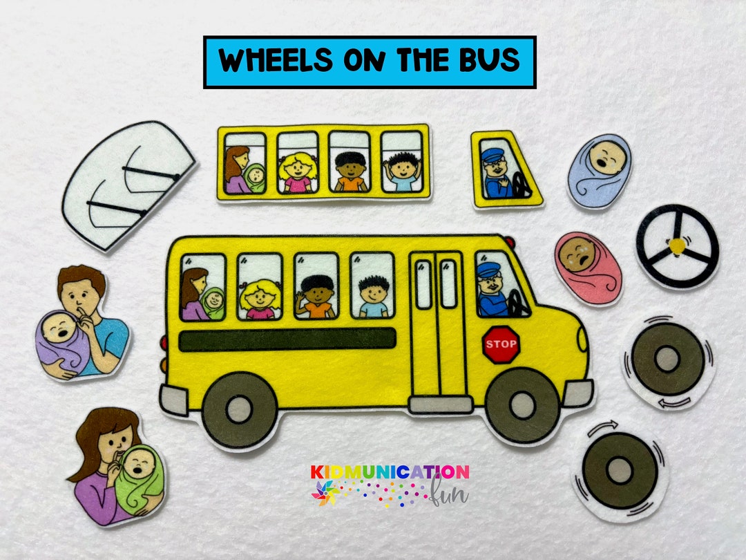 Wheels on the Bus Felt Stories Flannel Board Quiet Play Speech and