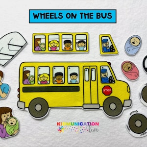 Wheels on the Bus Felt Stories Flannel Board Quiet Play Speech and Language Therapy Preschool Autism Distance Learn Nursery Rhyme image 1