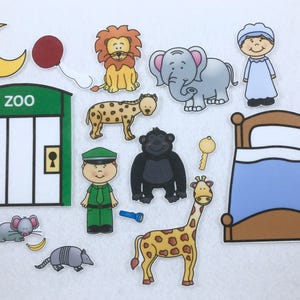 Gorilla and Zoo Friends, Goodnight! Felt Stories - Speech Therapy - Flannel Board - Children's Gift - Zoo Animals - Pretend Play Toy - ZOO