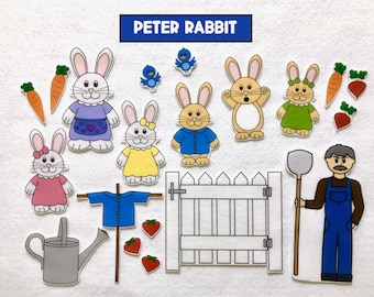 Rabbits Tale Peter Rabbit Felt Story - Flannel Board Story - Spring Time Learning - Preschool Bunny - Easter, Ages 3+