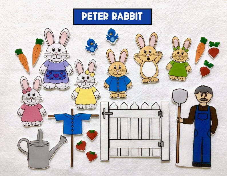 Peter Rabbit Felt Pattern Rabbits Tale Peter Rabbit Felt Story - Flannel Board Story - Spring ...