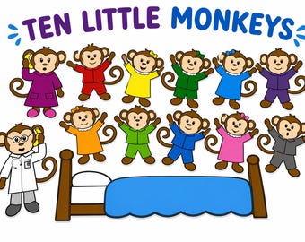 Ten Little Monkeys Felt Board Story: Speech Therapy, Sing Along Monkey Song, Counting 1-10, Monkeys Jumping on the Bed, Ages 3+