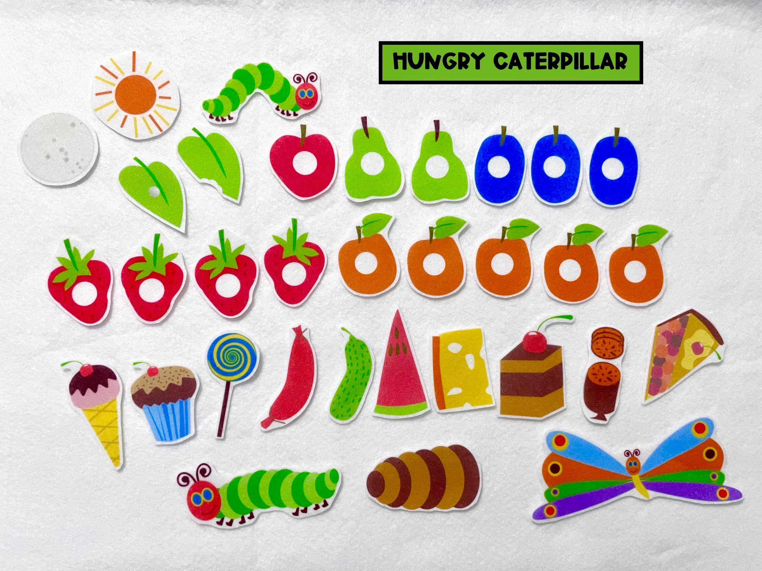 The Very Hungry Caterpillar Felt Flannel Board Kid Story Circle Time preschool 