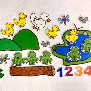 Five Little Ducks and Five Speckled Frogs Combo Felt Stories - Speech Therapy - Counting Activity- Nursery Rhyme - Flannel Board Toy