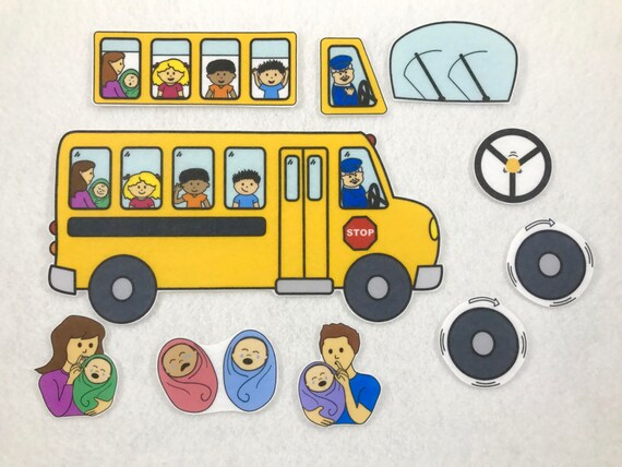 Wheels On The Bus Felt Stories Flannel Board Quiet Play Etsy