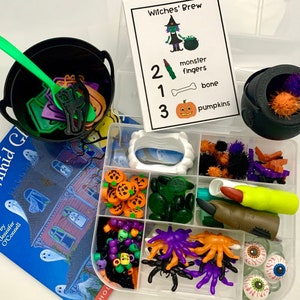 Halloween Sensory Kit - Halloween Witches Brew Busy Box -Falloween - Monster Party - Fall Sensory Bin - Sensory Bin - Loose Parts Play