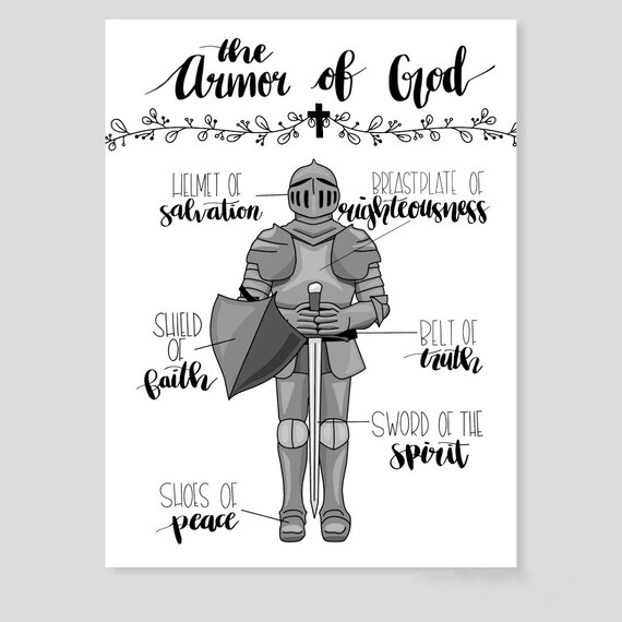 The Armor of God Illustration Kids Room Farmhouse Simple Etsy UK
