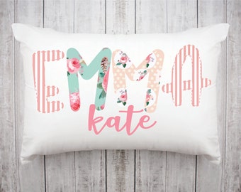 Personalized Girl Pillow Case,  Dance Recital Gift, Easter Basket Stuffer, Customized Alphabet Name Pillow Case, Stocking Stuffer