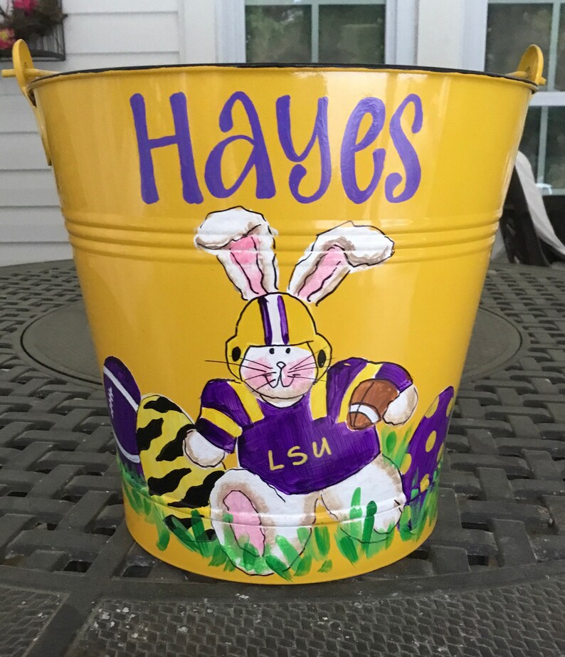Hand Painted Football Player Easter Bucket Handmade Easter Etsy