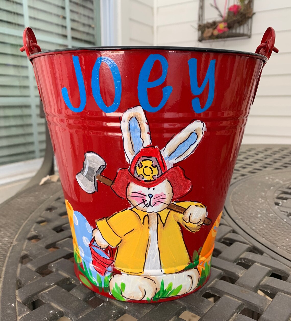 Fireman Personalized Metal Easter Buckets Fireman Custom Name Etsy