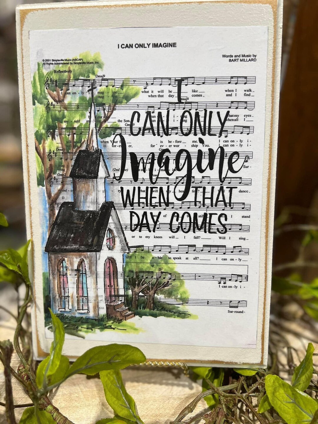 I Can Only Imagine, Hymn Board Sign, Sympathy Gift, Christian Art Gift