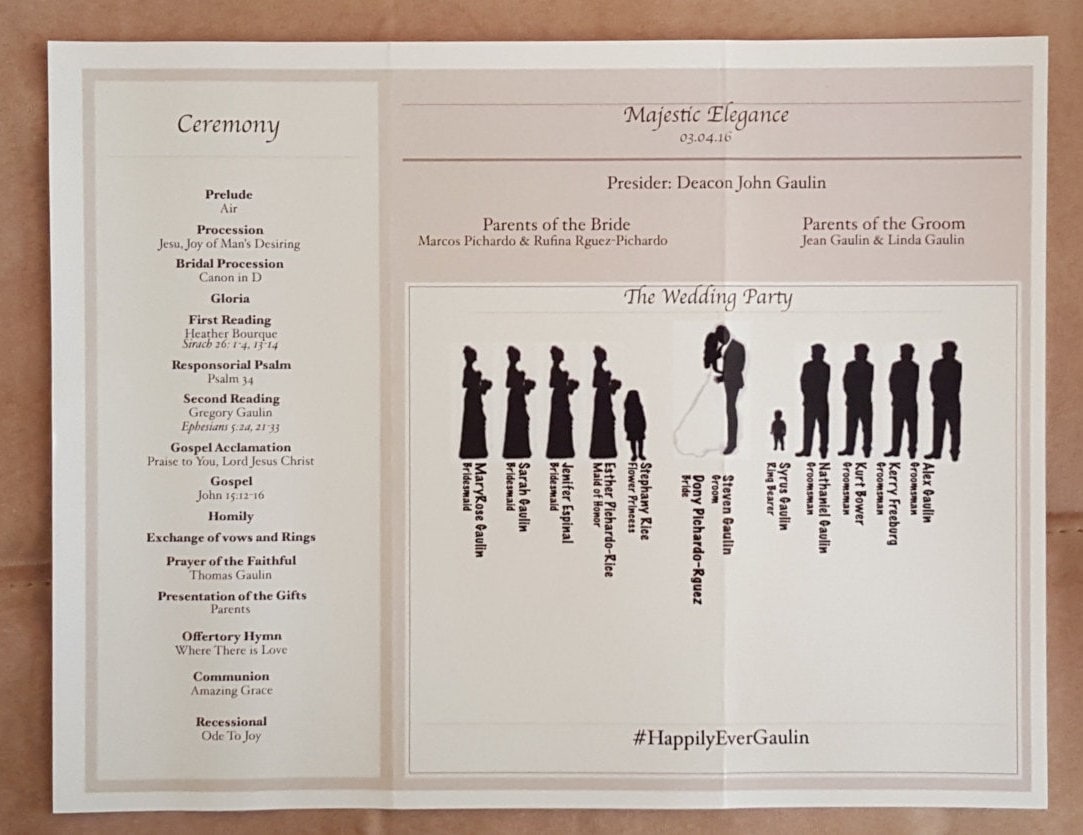 Trifold Wedding Program Template With Bridal Silhouette (instant