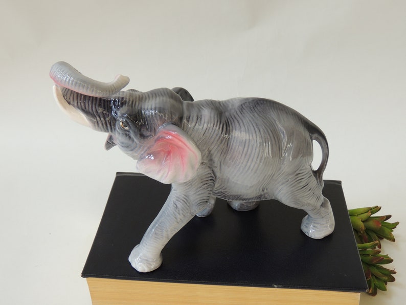 Vintage Porcelain Elephant Nikoniko Import Japan Grey Etsy