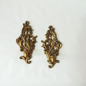 Kunstvolles Paar Wandkerzen, Wurzelholz, Hollywood Regency, MCM Dekor, gold